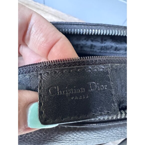 Christian Dior Black Pebbled Leather Bowling Bag Satchel Italy (1 Missing Stud) - Picture 11 of 12